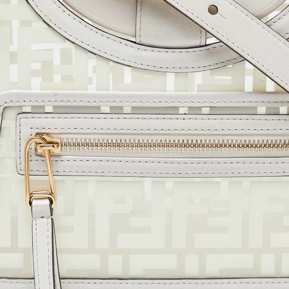FENDI Transparent/Off White Zucca PVC and Leather Small Runaway Shopper Tote - Picture 5 of 8